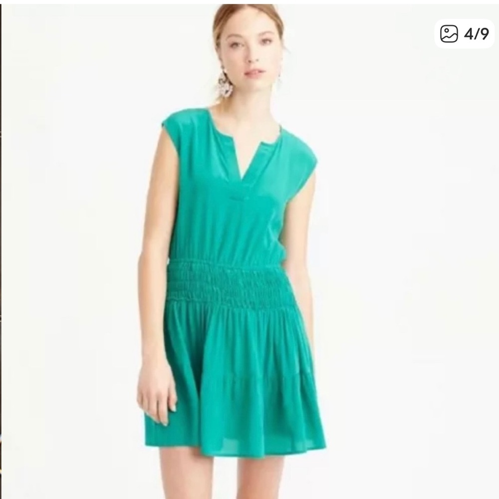 J. Crew Teal Green Silk Lightweight Dress Size 8P